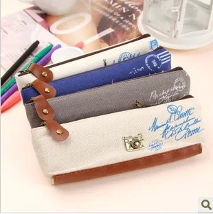 Han metal logo canvas small pure and fresh pen bag cosmetic purse P2516 |
