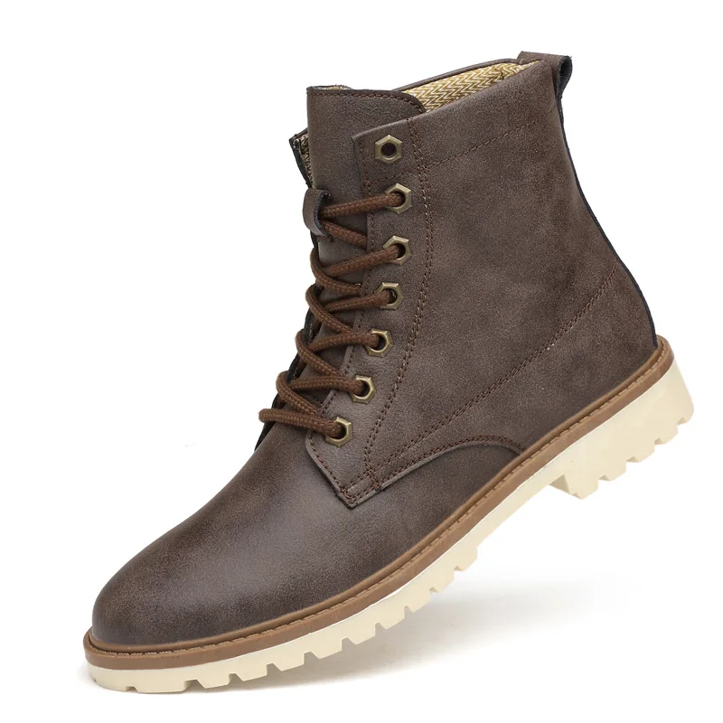 

Handmade Vintage Lace Up New Spring Genuine Leather Mens Platform Grey Ankle Boots Brown Breathable Wing Work Shoe