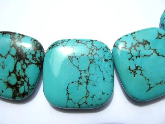

larger high quality turquoise beads squre tibetant jewelry bead focal 30mm full strands 16inch