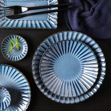 EECAMAIL в японском стиле печь синяя подглазурная краска керамические западные столовые приборы стейк посуда поднос для завтрака домашнее блюдо рисовая чаша