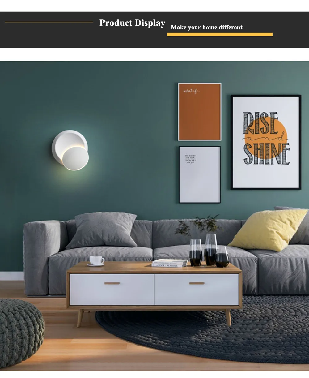 SuperNight AC 85-265V Stairs TV Bedside LED Wall Lamp 360 Degree Rotatable Corridor Living Room Bedroom Decorative Night Light (1)