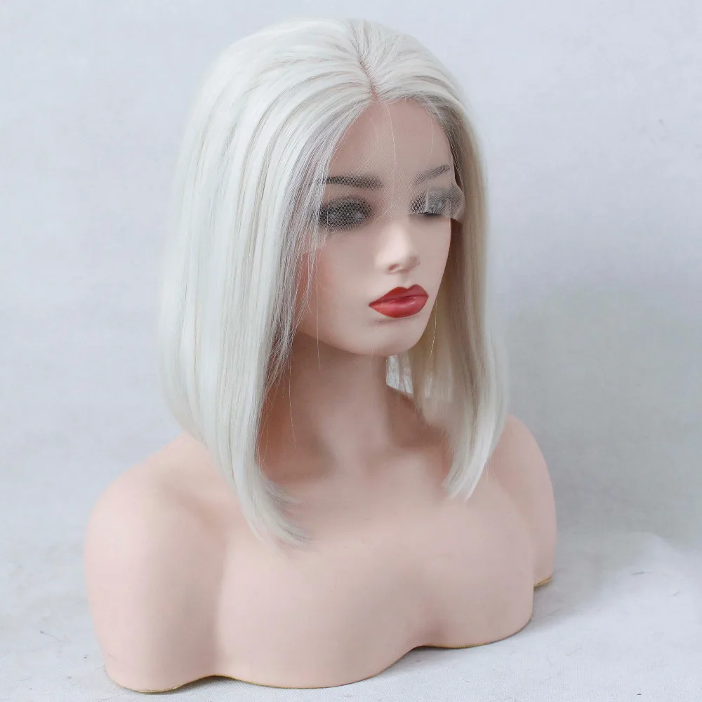 V'NICE synthetic bob straight style real hair looking middle part 12in #60 white blonde heat resistant fiber cosplay wig V'NICE synthetic bob straight style real hair looking middle part 12in #60 white blonde heat resistant fiber cosplay wig