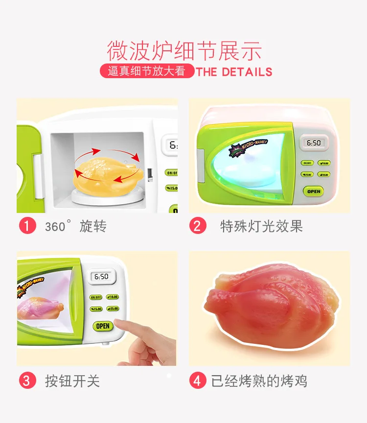 Brinquedos de Microondas Conjunto de Cozinha Brinquedos do Miúdo Simulação Cozinhar Luzes Elétricas Cozinha Alimentos Mudar Cor Menina Jogo Interior 8 cozinha alimentos mudar cor menina conjunto de