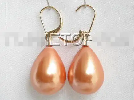 

Free Shipping >> New hot beautiful 12X15mm orange yellow shell pearls dangle Earrings E871