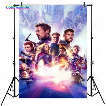 

Marvel Avengers 4 Theme Party Background Iron Man Captain America Backdrop For Children Kids Boy Birthday Party Celebration Prop