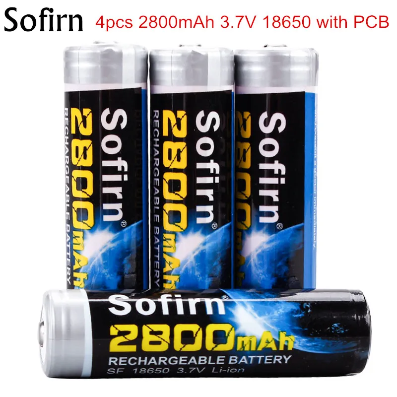 Sofirn 4 шт. 3 7 в перезаряжаемая батарея 18650 2800 мАч литиевые батареи мощная
