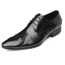 OTTO/Дизайнерские итальянские туфли-оксфорды ручной работы в стиле ретро; Свадебная мужская обувь на меху из натуральной кожи под крокодиловую кожу; классическая мужская обувь на плоской подошве