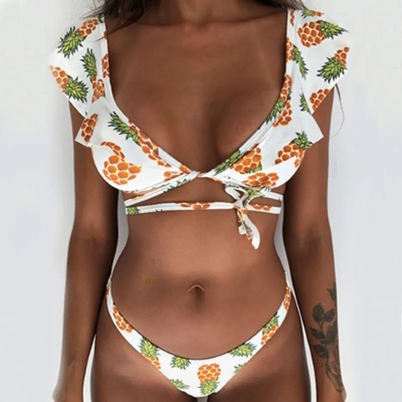 Сексуальный бикини с открытыми плечами Купальник с рюшами женский купальник Бразильский купальный костюм женский набор бикини Biquinis - Цвет: 13