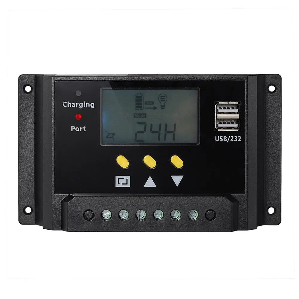 solar panel controller 10A PWM 12V/ 24V LCD Display USB 5V Solar Charge