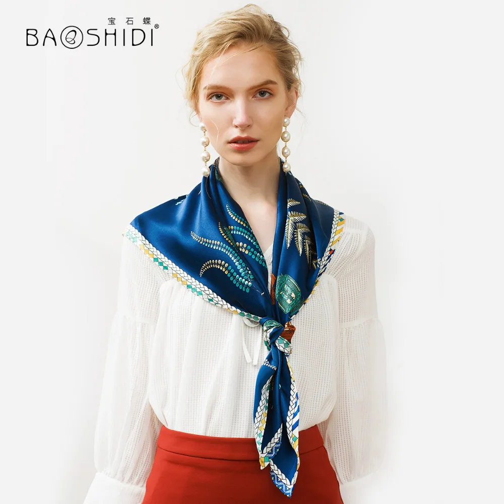[BAOSHIDI] шарф из 100% шелка модный роскошный бренд Женская шаль элегантные шарфы для