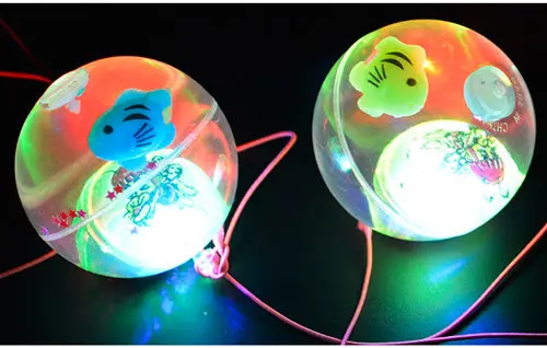 Luminous bouncing ball with elastic string light clear transparent crystal playball children pet toy doggy kids girls boys gift 1