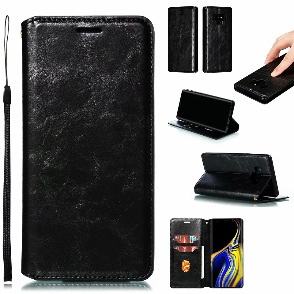 Роскошный кожаный чехол-книжка для Samsung Galaxy S9 S8 S10 J4 J6 Plus A40 A50 A60 A70 A30 Note9 A7 A8 2018
