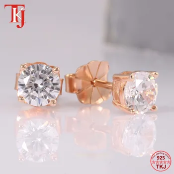 

TKJ Beautiful Natural Stone Cubic Zirconia Sterling Silver Stud Earrings for Women Set Small Simple Earring Fine Jewelry