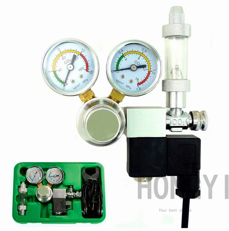 HONGYI/1 шт Высокое качество Co2 оборудования Регулятор электромагнитный клапан два ОЖ регулятор для аквариума DICI аквариум с растениями