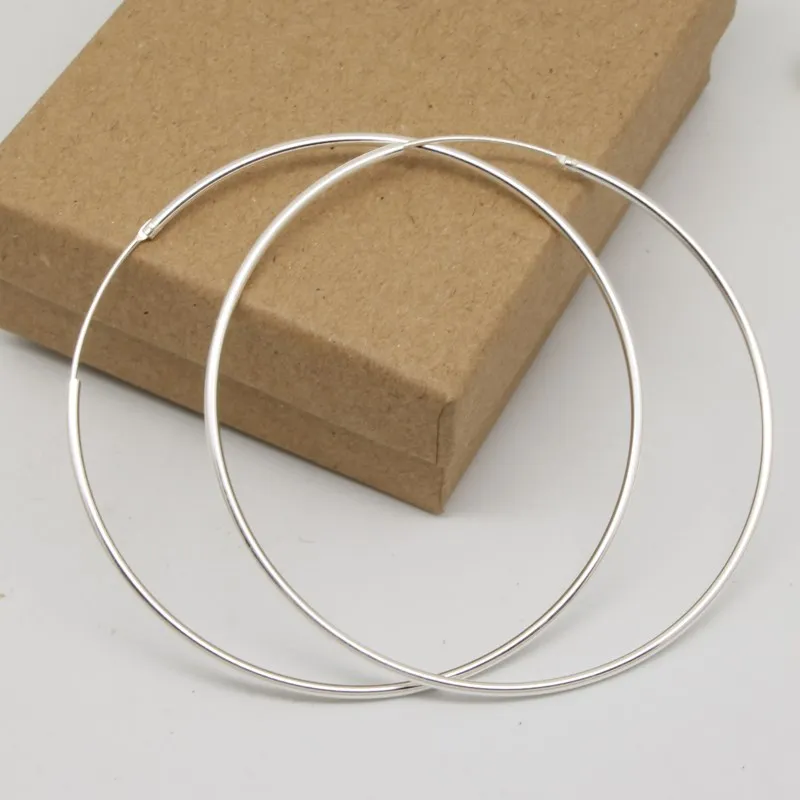 

925 Sterling Silver Hoop Earrings Round Design Geometric Wedding Big Earring 2019 Mother's Day Gift for Women Jewelry SC51