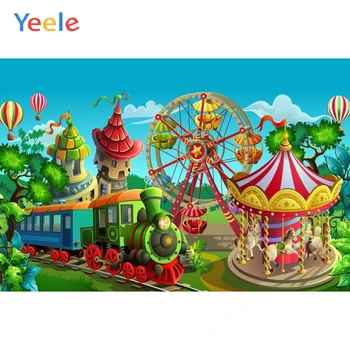

Yeele Vinyl Cartoon Playground Carousel Baby Birthday Party Photography Backdrop Children Photographic Background Photo Studio