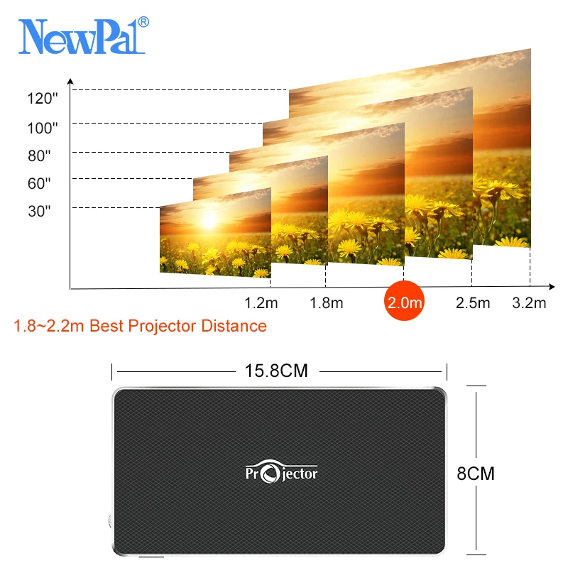 Newpal DLP проектор высокого разрешения видео мини 3D Android 7 0 портативный