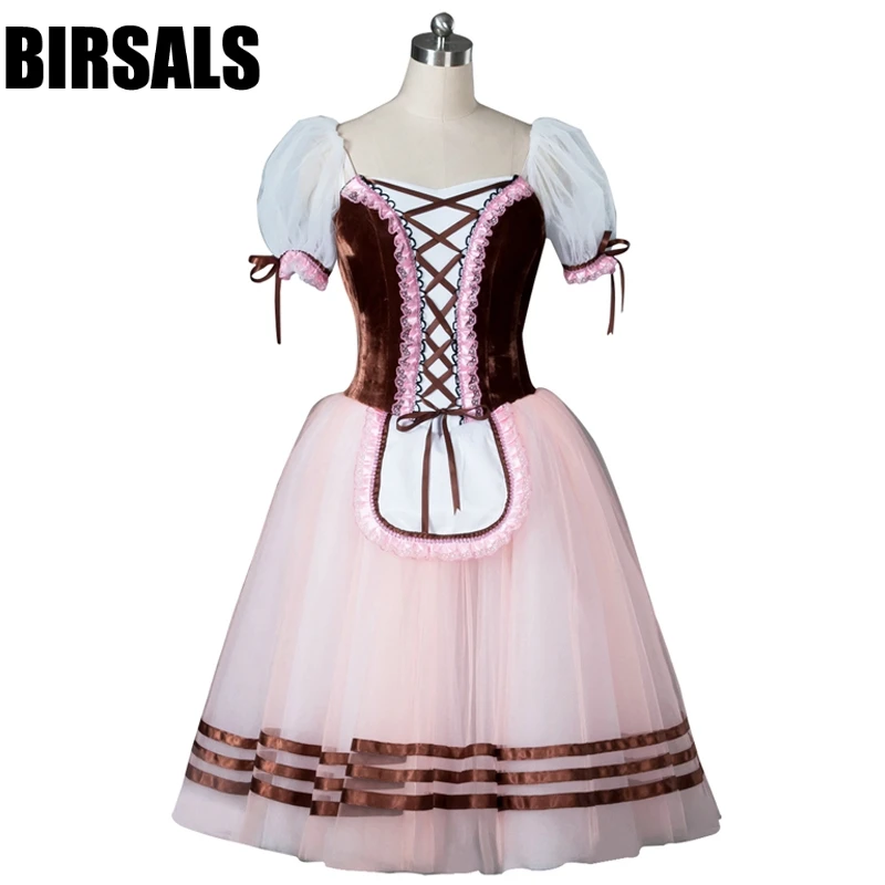 Free Shipping Women Peasant Variation Competiton Ballerina Ballet Tutu Dress Girls Professional Classical Brown BT8904D