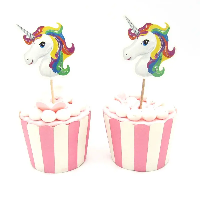 

24Pcs Cute Unicorn Cupcake Topper Pick Wedding Decoration Baby Shower Birthday Party Supplies Cake Baking Party Decoration