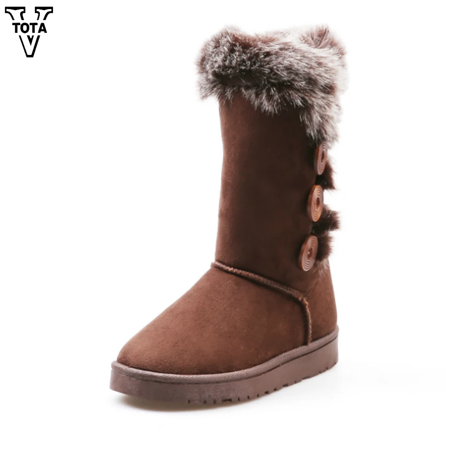 

VTOTA 2018 Fashion Winter Boots Women thick fur shoes woman botas mujer Mid Calf Buckle Snow Boots Platform Shoes Comfortable