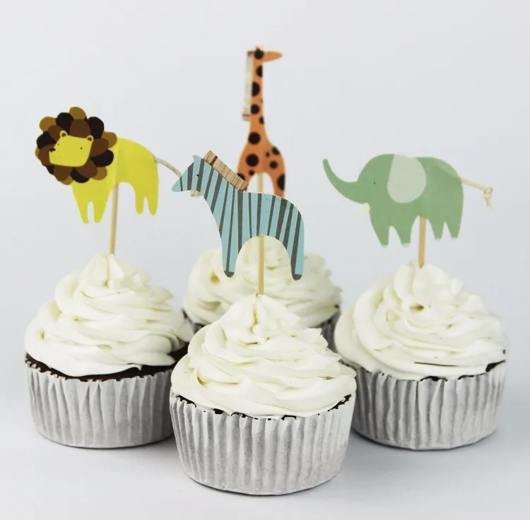 48 Pcs Mignon Aniamls De La Savane Africaine Qualite Gateau Toppers Fete D Anniversaire De Bande Dessinee Decoration Cake Party Favors Fournitures Aliexpress