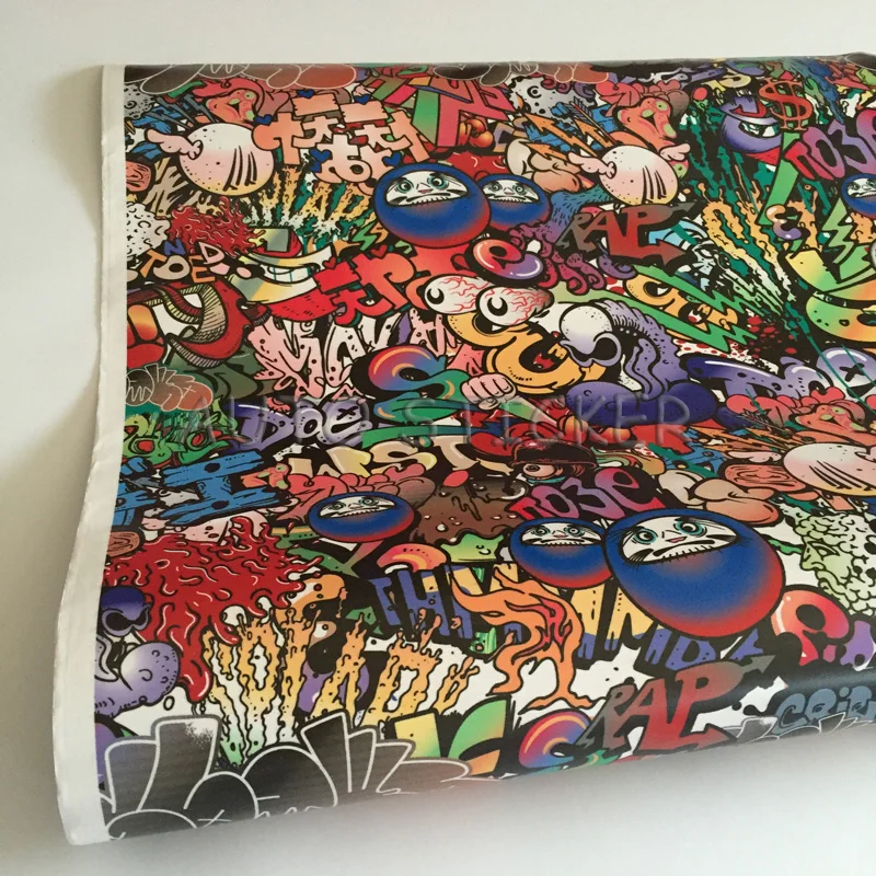 Cartoon skull sticker bomb car vinyl wraps 3