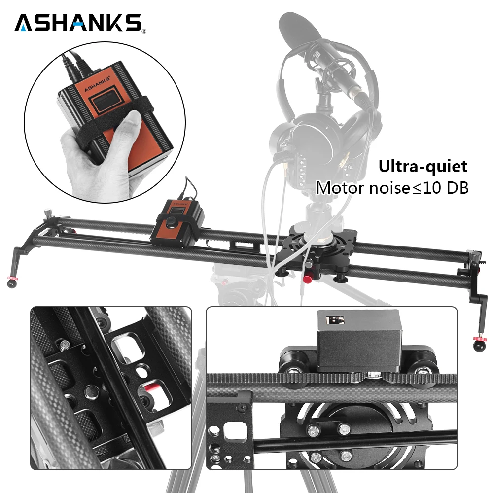 ASHANKS S2 Silent Stepper Motor Motorized Timelapse Carbon Fiber Slider for Electric Control Follow Focus Interviews
