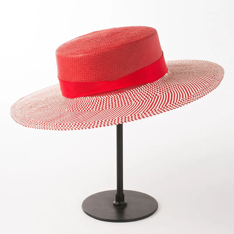 

01812-HH7171 summer natural handmade paper Color stitching Designer style leisure lady fedoras cap MEN women PANAMA hat
