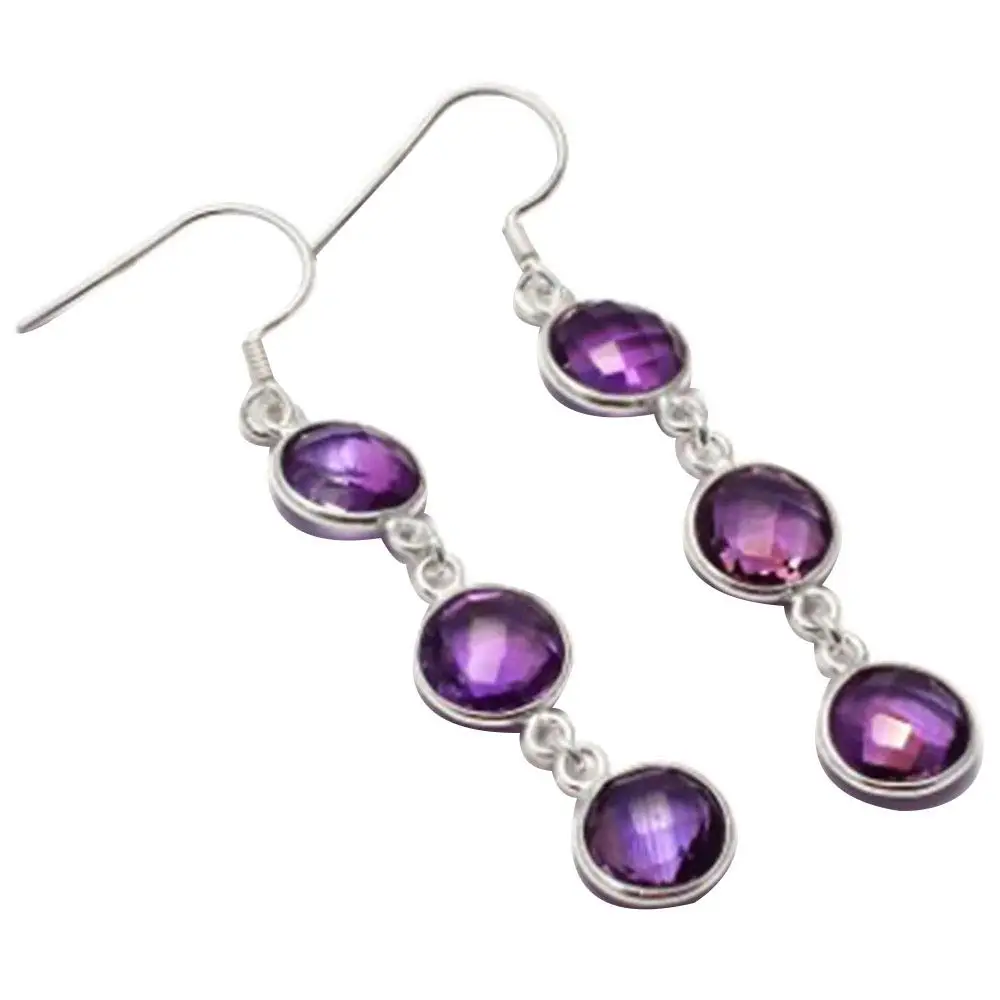 

NiaoZaiFei YunZaiKan Genuine Amethyst 925 Sterling Silver Earrings,59 mm, 2SE0278