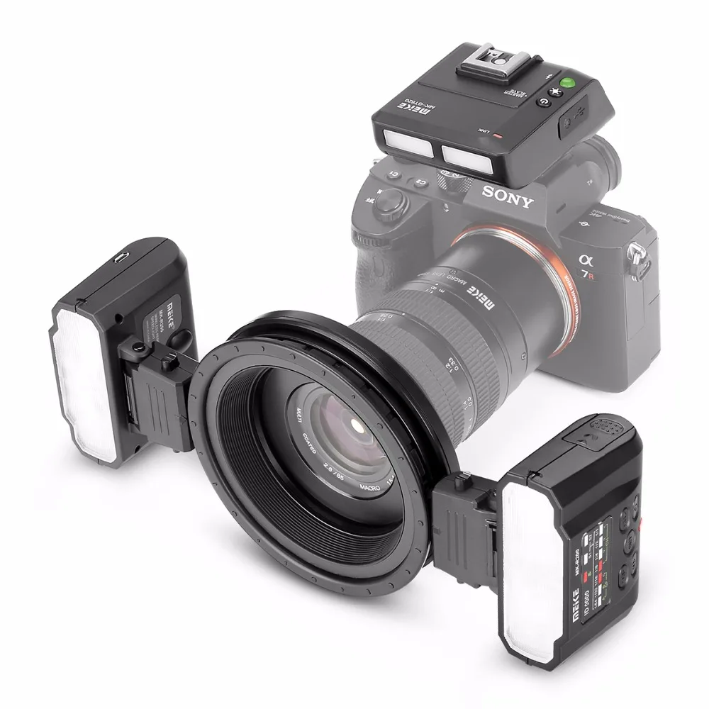 US $353.99 Meike MKMT24 Macro Twin Lite Flash For Sony Alpha A7 A7R A7S A7II A7RII A5000 A5100 A6000 A6300 A6500 Mirrorless Cameras