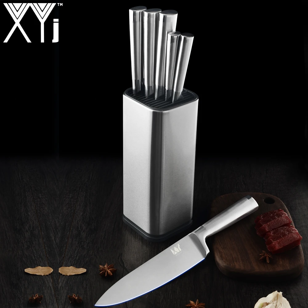 XYj набор кухонных ножей, один кусок 7cr17, структура ножей из нержавеющей стали, фруктовый нож Santoku, нож для нарезки хлеба