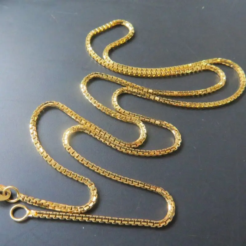

New Hot Solid Au750 18K Yellow Gold Women Box Link Chain Necklace 18inch