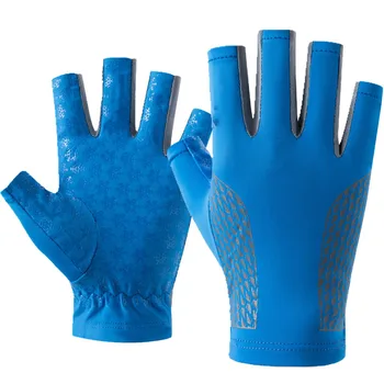 

Men's fishing gloves summer thin section ice silk sunscreen half finger gloves Outdoor Black Non-slip Breathable