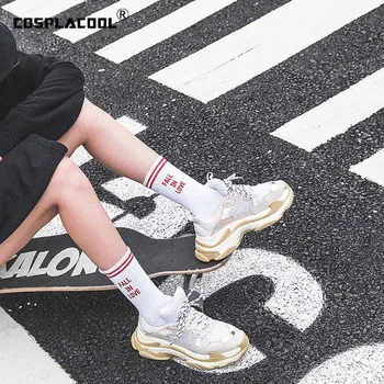 

[COSPLACOOL]"FALL IN LOVE" Harajuku Letter Funny Socks Japanese Creative White Socks Women Warm Street Sokken Calcetines Mujer