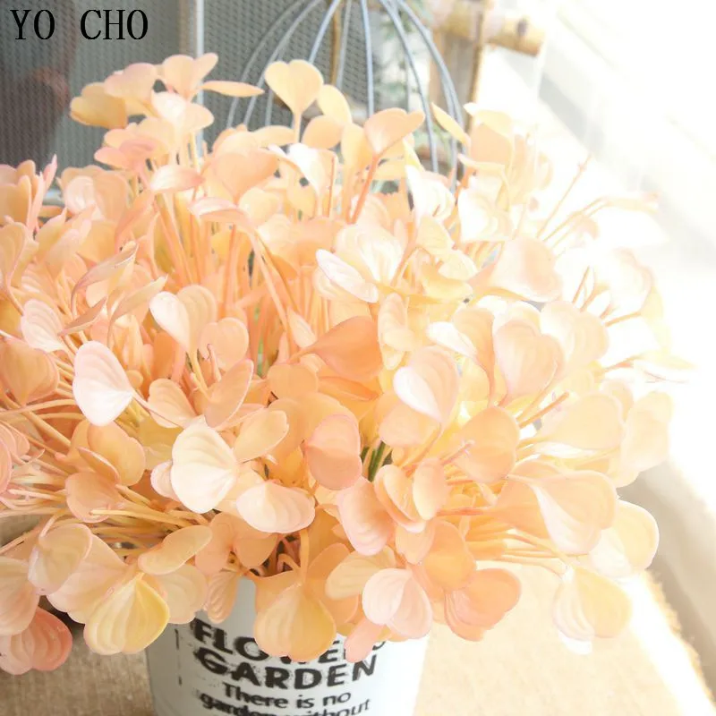 

YO CHO 2pcs Artificial Plants Fashion Champagine Ginkgo Leaf Simulation Leaf Bouquet For Wedding Home Desktop Decor Fake Plants