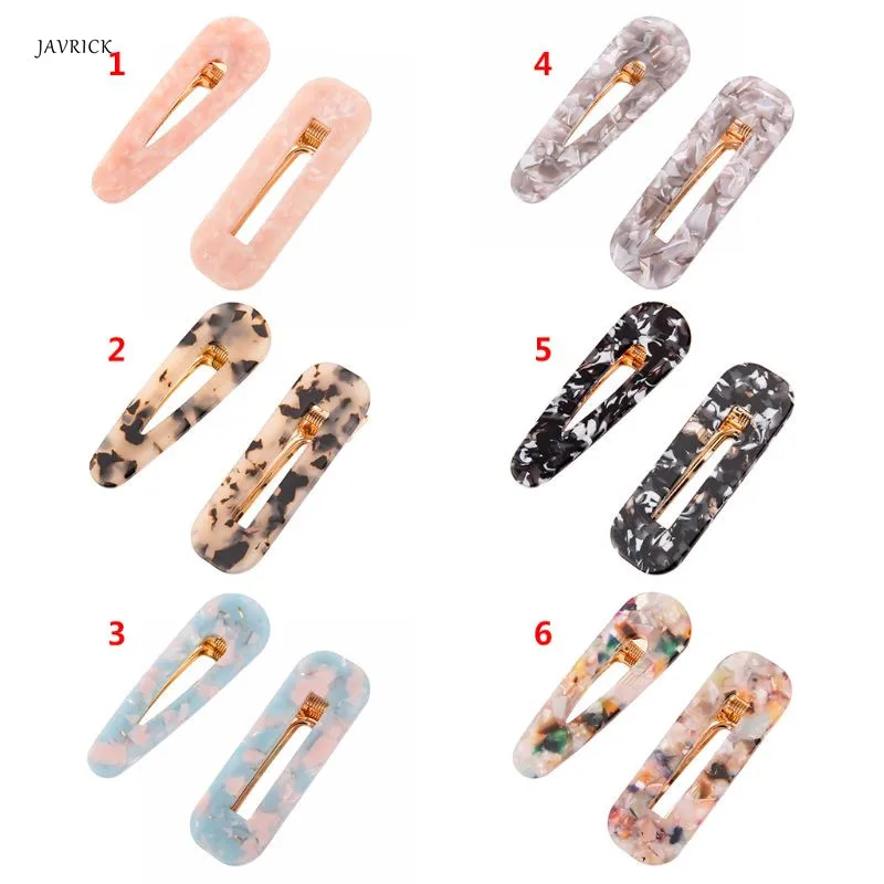 

2pcs/set Korea Hollow Geometric Waterdrop Acrylic Shiny Hair Clips Pins Barrette Hairpin Accessories For Women Girls