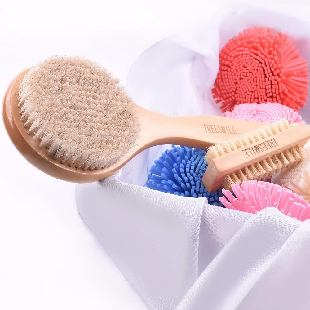 Natural horse hair Long Anti slip Handle Wooden Body Maasage Health