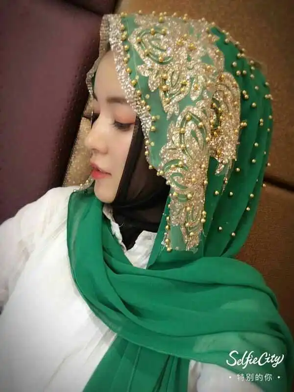 

Hijabs Muslim Islamic Scarf Scarves for Woman Long Underscarf Moslima Solid Color with Bead Prayer Turbante Chiffon Summer Women
