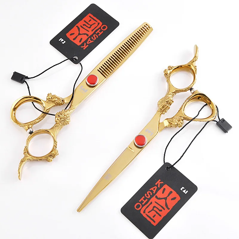 

kasho 6 inch Golden Dragon Handle Ruby Hair Scissors Professional Barber Hairdressing Scissors Cutting Shears tijera peluquero