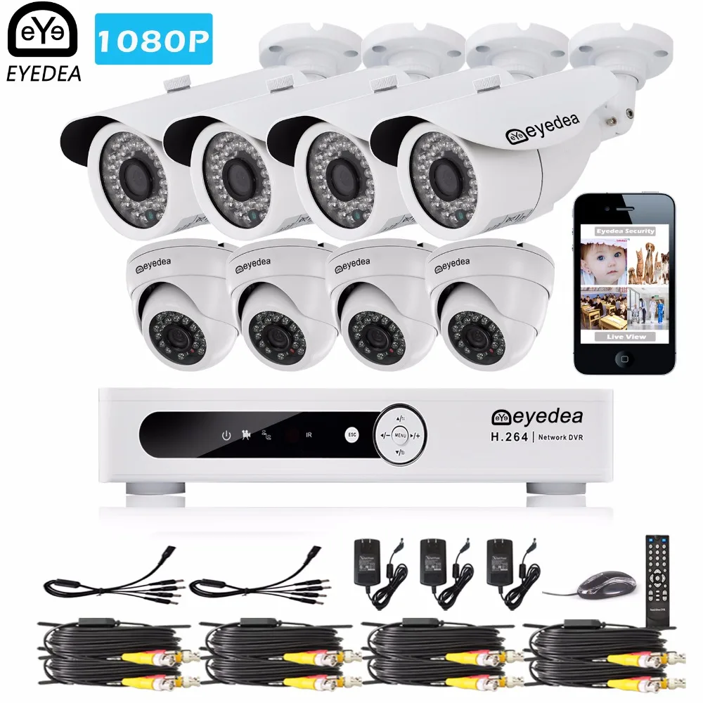 

Eyedea 8 CH Email Alarm Phone View HDMI DVR 2.0MP 5500TVL White Bullet Dome Outdoor LED Surveillance CCTV Security Camera System