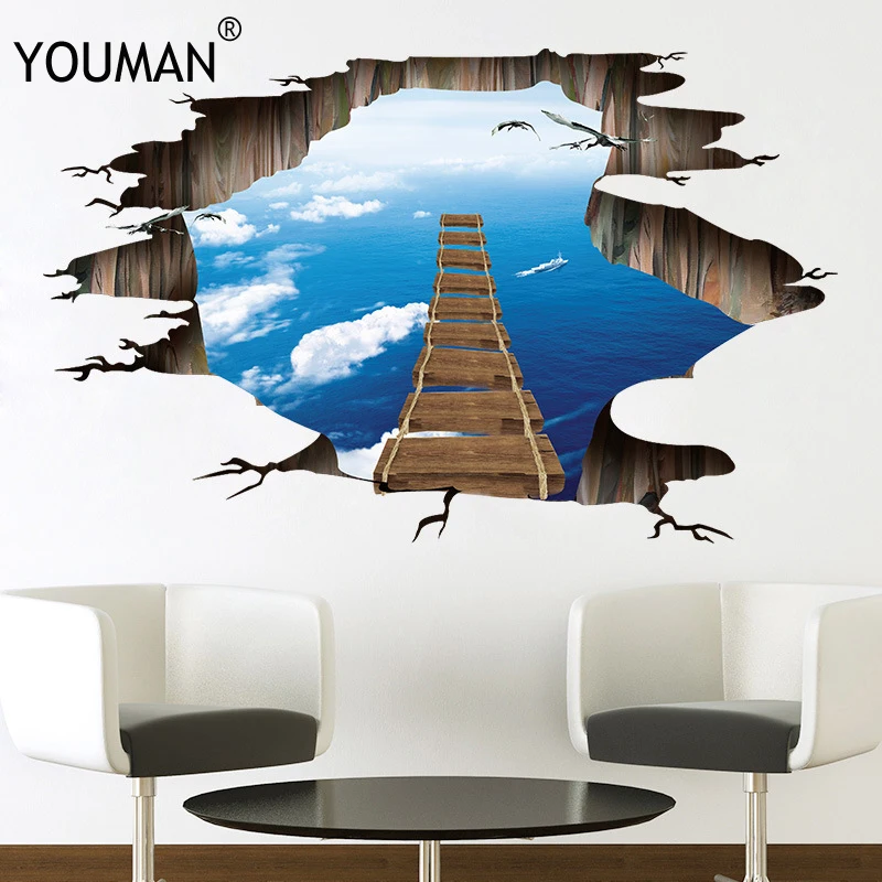 

Blue Sky 3D Wallpapers floor sticker removable Mural Decals Vinyl Art Star sky ground ceiling sticking stickers decal home decor