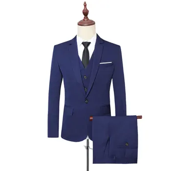 

Large Size 6XL Men Suit Jacket with Vest and Pants Fashion Business Wedding Banquet Mens Pure Color Dress Suits Slim and Elegant