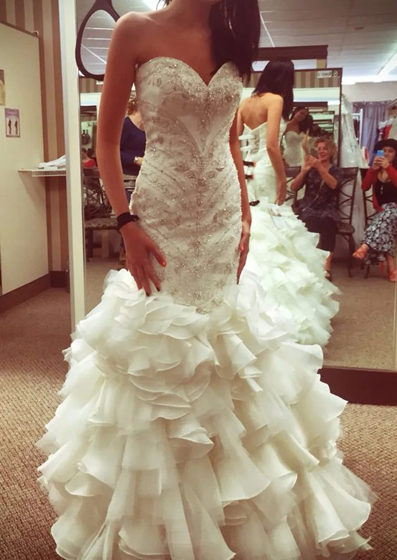 Vestidos De Noiva Luxury 2019 Bling Bling Crystal Beaded Mermaid
