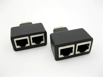 

REDAMIGO 2 pieces 30M HDMI Dual RJ45 CAT5E CAT6 UTP LAN Ethernet HDMI Extender Repeater 1080P For HDTV HDPC PS3 STB AVC30M