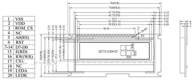 NoEnName_Null 20PIN белый Подсветка COG 12832 ЖК-дисплей модуль ST7565R контроллер 3,3 V/5 V(без китайского шрифта