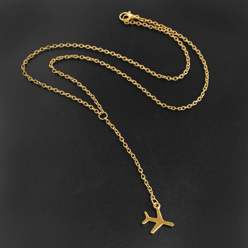 Золотистое серебряное ожерелье с подвеской в виде самолета, Плоское Многослойное модное женское ожерелье из сплава, изысканные ювелирные изделия, подарки для друзей