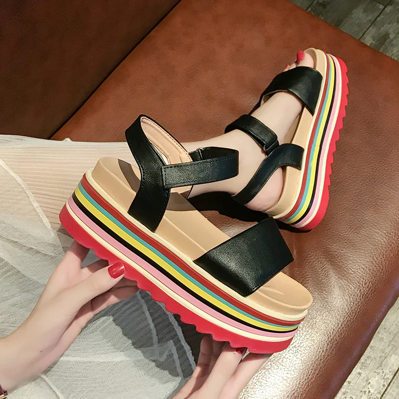 

Open Toe Shoes Muffins shoe Clogs With Heel Roman Sandals Med 2019 Summer Women's Heels Suit Female Beige Peep Flat Thick