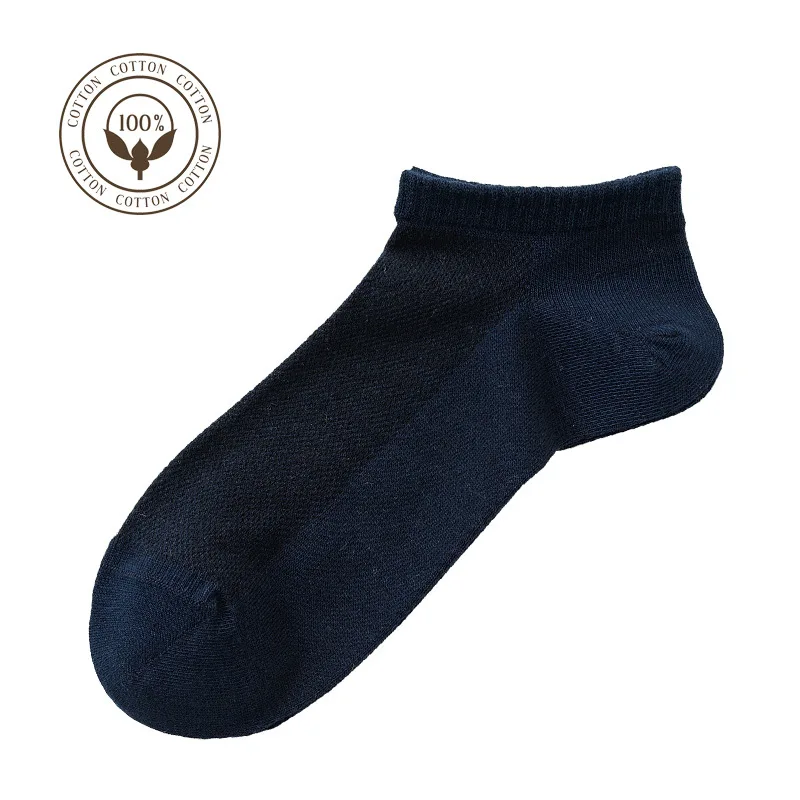 Solid Cotton Men's Socks Invisible Ankle Socks Men Summer Breathable Thin Male Boat Socks HOT SALE DropShip - Color: Navy Blue