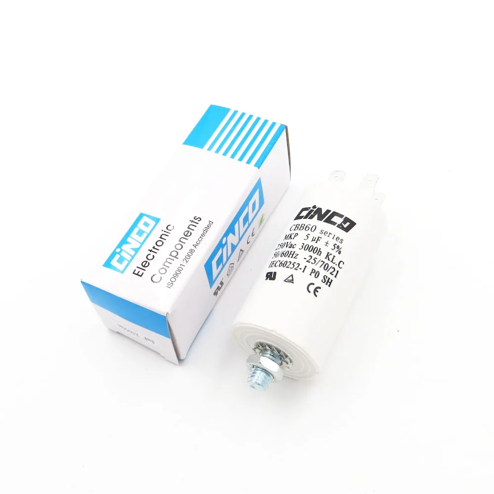 

5MFD 250VAC CBB60 Motor Run Capacitors 4pin SH DB Polypropylene Film Ac 250V 220V Water Pump electrical Capasitor engine 5uf 5mf