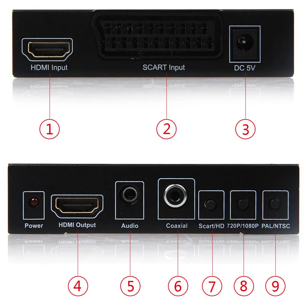 SCART+ HDMI в HDMI конвертер 1080p HD видео конвертер для HDTV XBOX360 PS3 DVD WII STB HDMI сплиттер